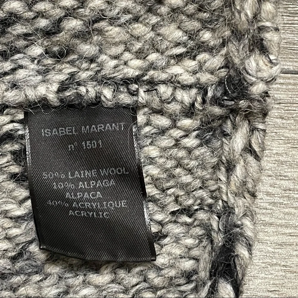 Isabel Marant Etoile Infinity Knit Scarf Laine Wool Alpaca Gray Made In Italy.